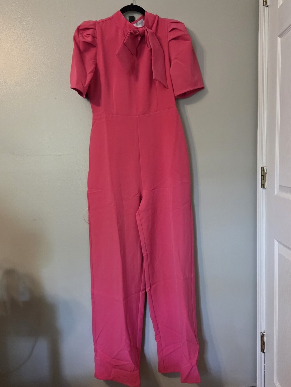 Sugarlips Women's Pink High Neck Wide Leg Bow Jumpsuit Event Evening Sz L - Picture 3 of 13